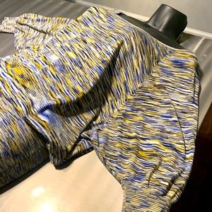 BCBG MaxAzria Blue & Yellow Space Dyed Blouson Mini Size XS